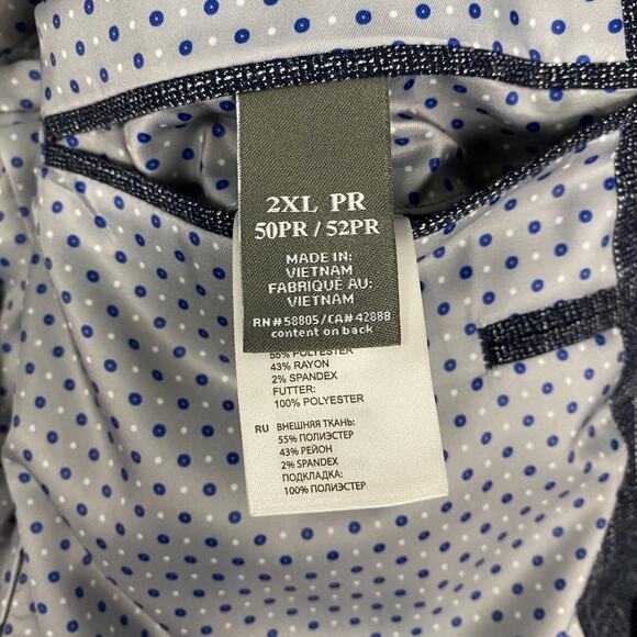 Oak Hill Blazer Mens 2XL Navy Stretch Polka Dot Lined Suit Jacket Career Classic - Picture 6 of 15
